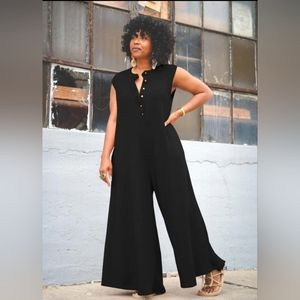 Black Wide Leg Sleeveless Loose Black Jumpsuit